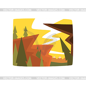 Morning in mountains, beautiful summer landscape - vector clipart