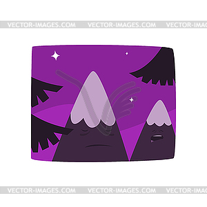 Mountains at night time, beautiful landscape - vector image