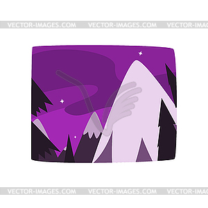 Snowy mountains at night time, beautiful landscape - vector EPS clipart