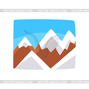 Snowy rocky mountains and blue sky, beautiful - vector image