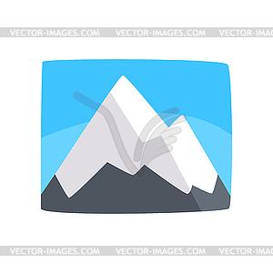 Снежные скалистые горы и голубое небо, красивая зима - векторное графическое изображение
