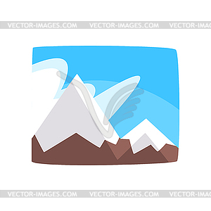 Snowy rocky mountains and blue sky, beautiful winte - vector clipart