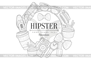 Hipster Items Vintage Sketch - royalty-free vector clipart