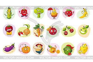 Funny Fruit Caracters Set - vector clipart / vector image