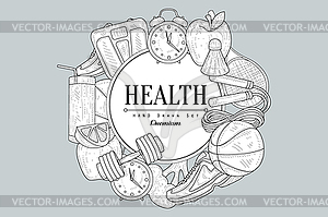 Healthy Lifestyle Vintage Sketch - vector clipart