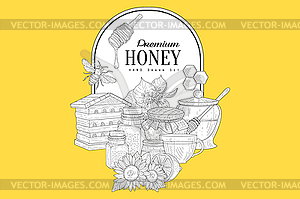 Premium Honey Vintage Sketch - vector clip art