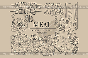 Meat, Banner - vector clipart