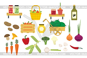 Organic Food Icons Set - vector image