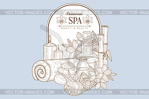 Vintage Sketch With Spa Treatments - vector image