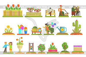 Spring and Flowers. Flat Set - vector clipart / vector image