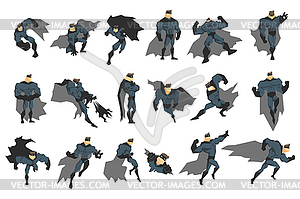 Superhero Actions Set in Comics Style - vector image