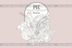 Pie ingredients Vintage Sketch - vector image