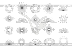 Set of vintage sunbursts in different shapes - vector clip art