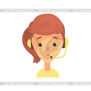 Female call center worker, online technical - vector clipart