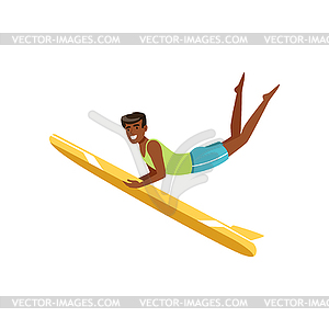 Happy african american man surfing, water extreme - vector clip art