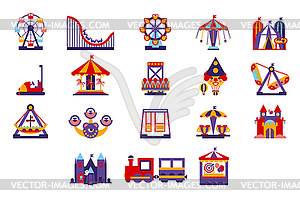 Amusement Park Icons Set - vector clipart