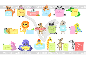 Animals With Messages To Fill Set - vector image