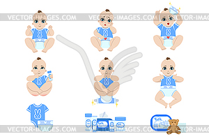 Baby Diaper Changing Sequence - vector clipart