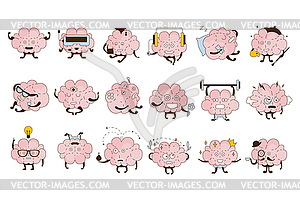 Brain Different Activities And Emotions Icon Set - vector clipart