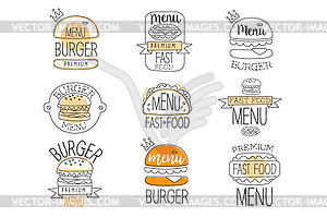 Burger Street Food Promo Labels Collection - vector clip art