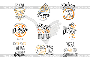 Italian Pizza Fast Food Promo Labels Collection - vector image