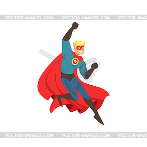 Superhero man character dressed in blue costume wit - royalty-free vector image