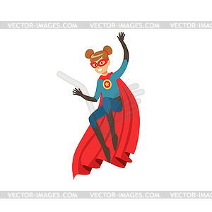 Superhero girl character dressed in blue costume - vector EPS clipart