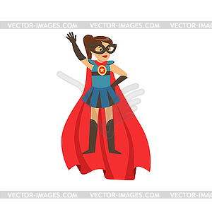 Superhero girl character dressed in blue costume - stock vector clipart