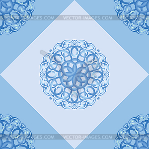 Seamless pattern with blue ornamental decor - vector clipart