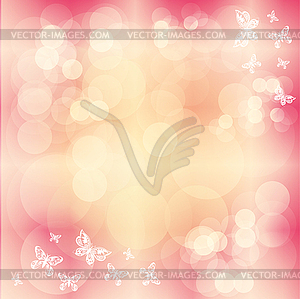 Pink background with butterfly - vector image