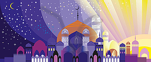 Panorama of Arabian city - vector clip art