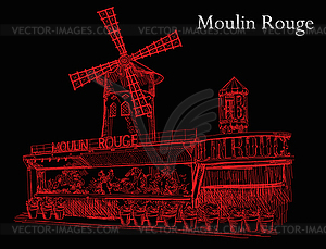 Moulin Rouge in red colors - vector EPS clipart