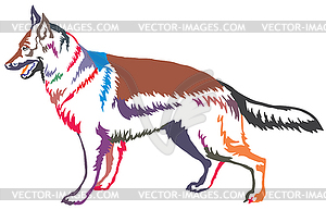 Colorful decorative standing portrait of dog - vector clipart
