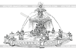 Fountain at Place de la Concord in Paris hand - royalty-free vector clipart