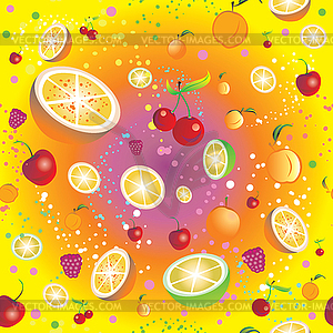 Seamless pattern with fruits and berries - vector image