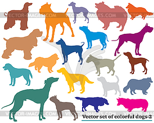 Set of colorful dogs silhouettes- - vector clipart