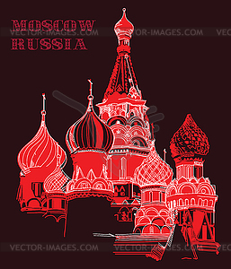 Colorful image with Saint Basil`s Cathedral in - vector image