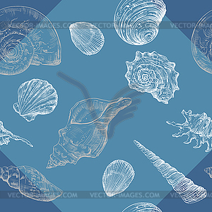 Seamless pattern with seashells - vector image