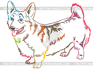 Colorful decorative standing portrait of Welsh Corg - vector clip art
