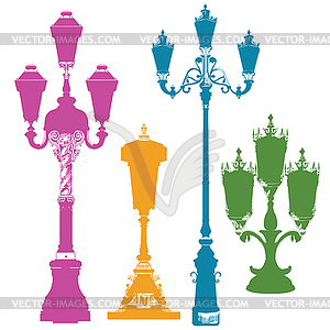 Set of colorful street lanterns- - vector clipart