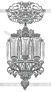 Hand drawing old chandelier - vector image
