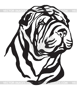 Decorative portrait of Dog Shar Pei - vector image