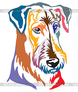 Colorful decorative portrait of Dog Airedale Terrie - vector clipart / vector image