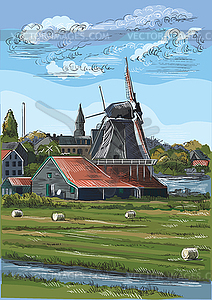 Colorful hand drawing Holland  - vector clipart