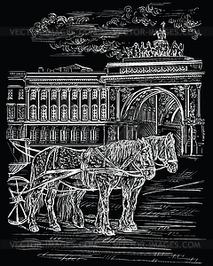 Black hand drawing ST Petersburg  - vector clipart