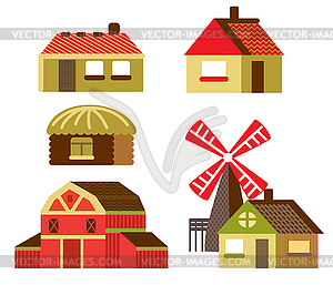 Cartoon set of country houses - royalty-free vector image