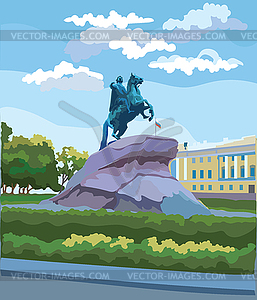 Красочный Санкт-Петербург - иллюстрация в векторном формате