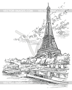 Hand drawing Paris - vector clipart