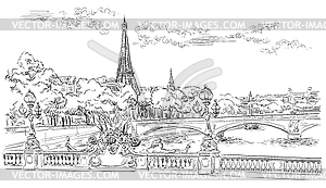 Hand drawing Paris - vector clipart