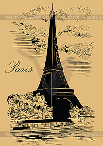 Beige hand drawing Paris - vector clipart